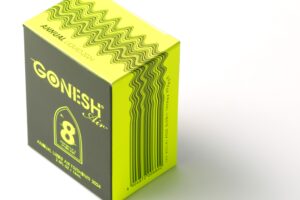 延びたバーコードが特長のGONESH ANNUAL LIQUIDのグラフィックデザイン
