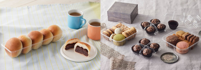 トレイタイプの食品容器(パン・クッキー)