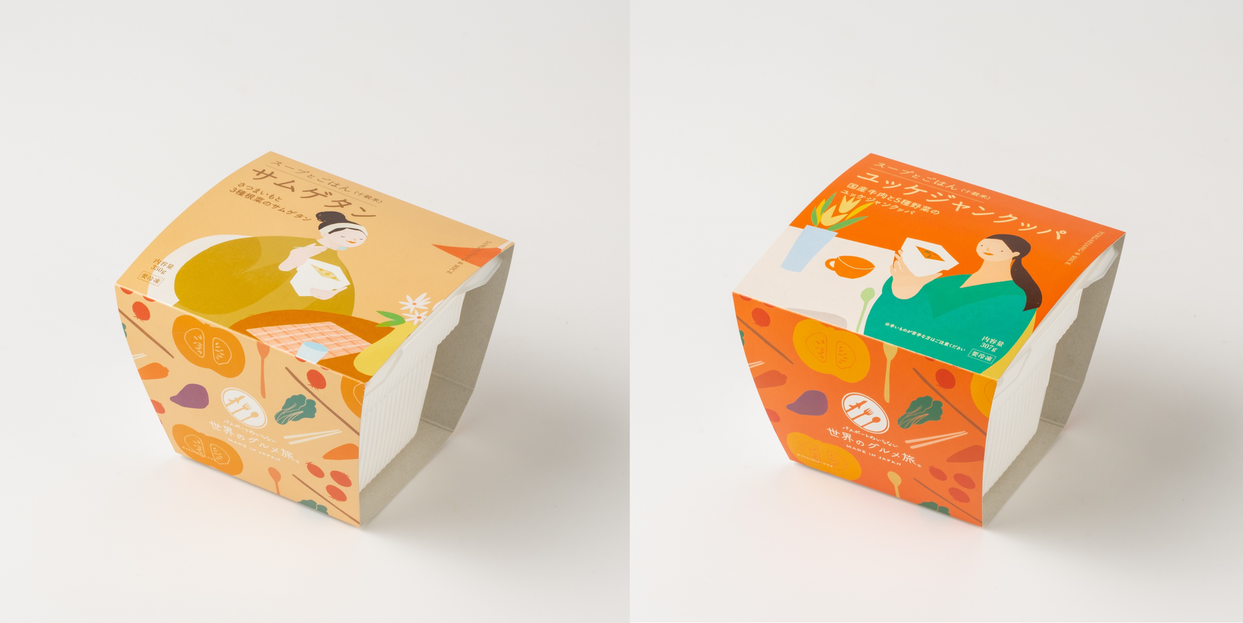 紙スリーブのデザイン(サムゲタン、ユッケジャンクッパ)